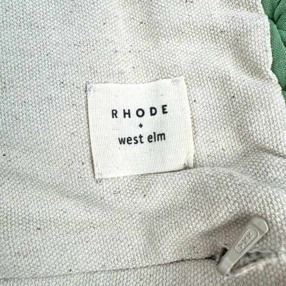 West Elm + RHODE Lotus Pillow Cover in Brandied Apricot/Fair Green Cotton 20" - Picture 5 of 7